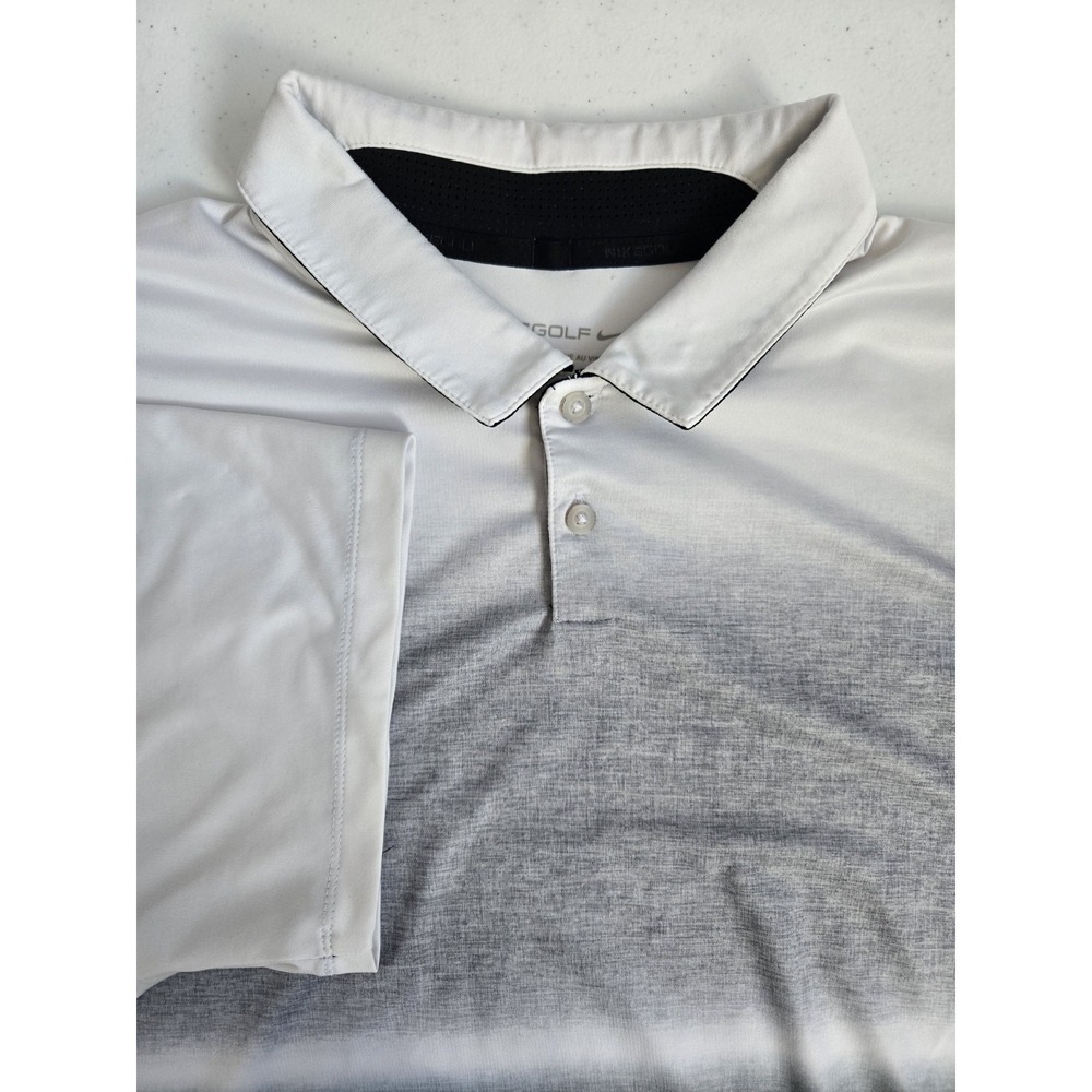 Nike Golf Men's XL Standard Fit DRI-FIT White Gray Gradient SS Activewear Polo
